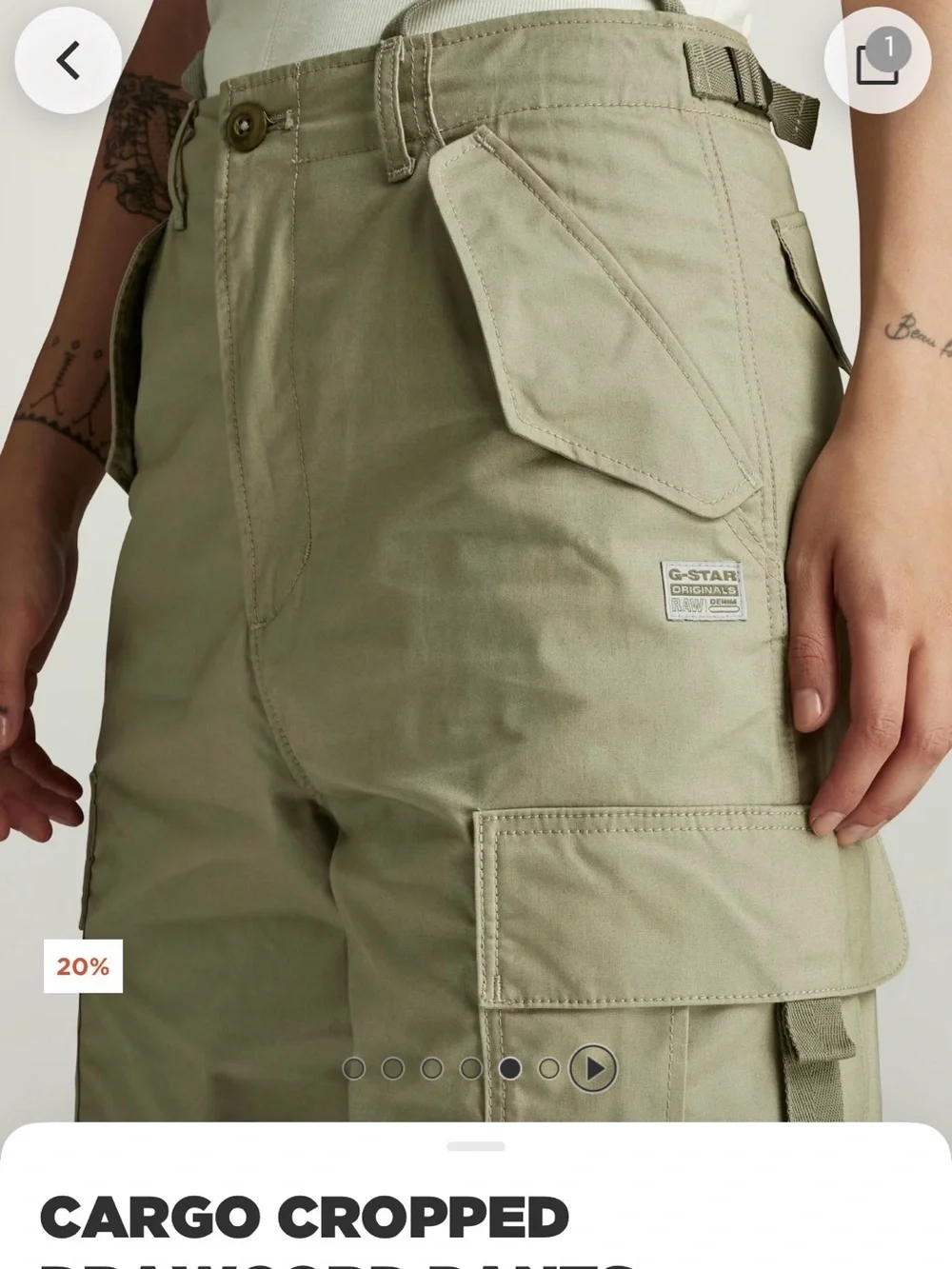 G-Star Olive Green Cropped Cargo Pants - Picture 8 of 9